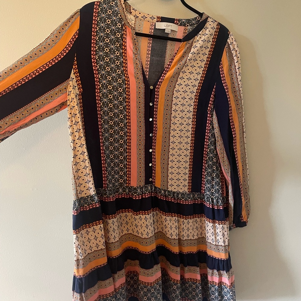 Ann Taylor TLOFT Multicolor Drop Waist Dress - Picture 5 of 6